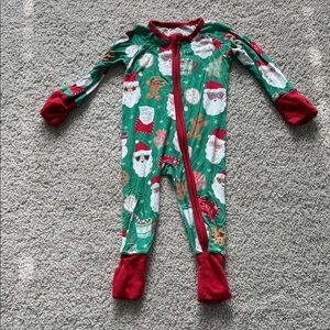 Little Sleepies Festive Green and Red Kids Footie